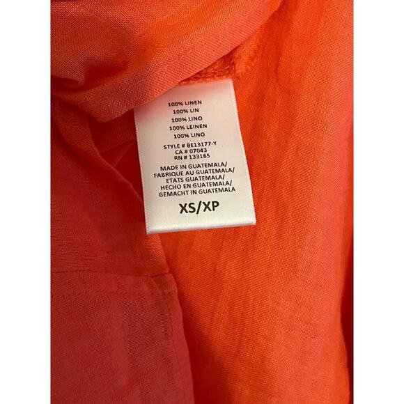 Anthropologie Eri + Ali Jemima Top Blouse Women's XS 100% Linen Cold Shoulder 3/ - Picture 5 of 5